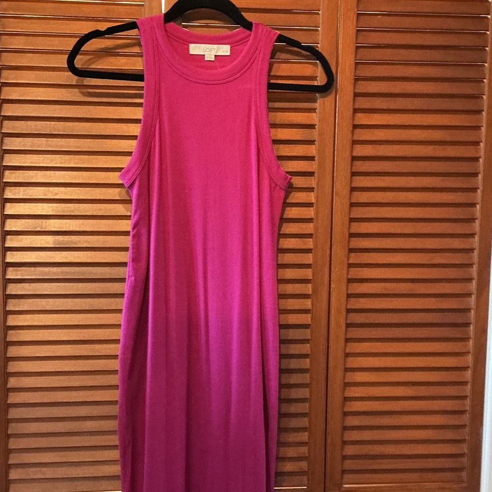 LOFT Fuchsia Midi Dress
